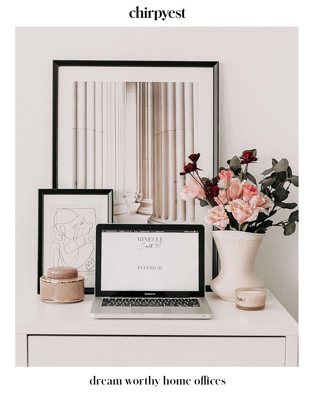 Dream Worthy Home offices mini gallery wall and flowers