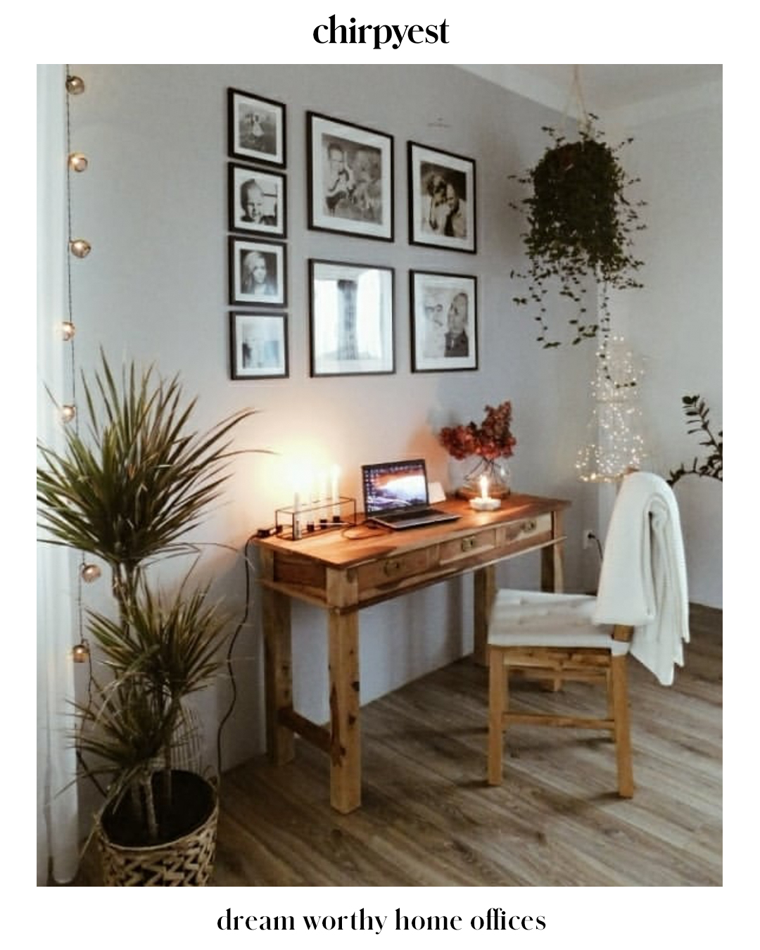 Dream Worthy Home offices gallery wall and a wood desk