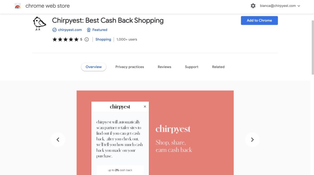 Chirpyest-shopping-cashback-extension