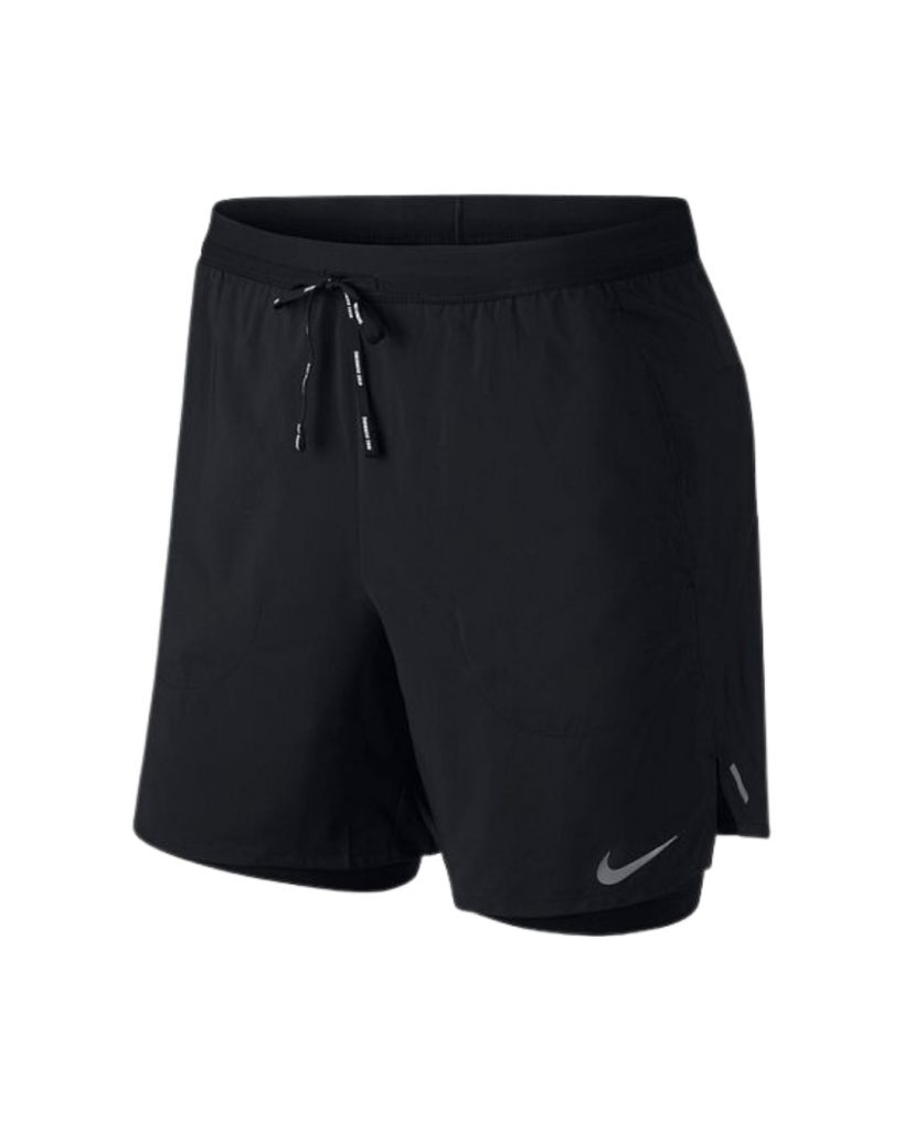 Black Nike Flex Stride Shorts on a white background